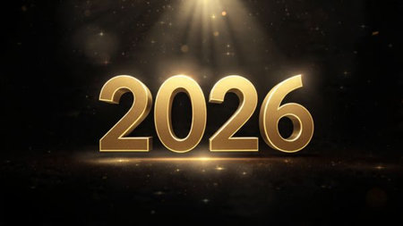 Upscale 2026 New Year template with clean frost accents, cool glow atmosphere, premium visual...