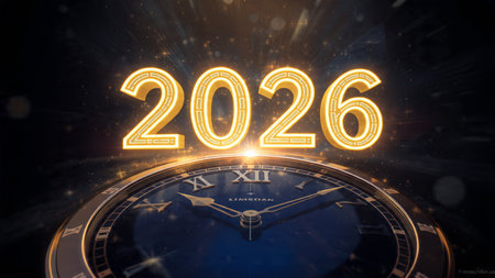 2026 New Year luxury background with soft glowing frost corners, elegant cool light.