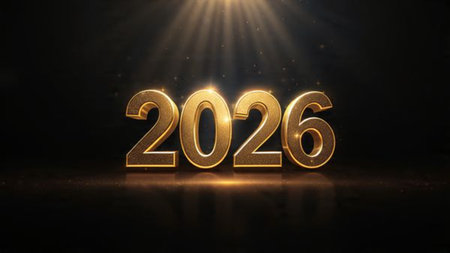 Premium 2026 holiday template with cool glacial light spread and subtle festive shimmer.