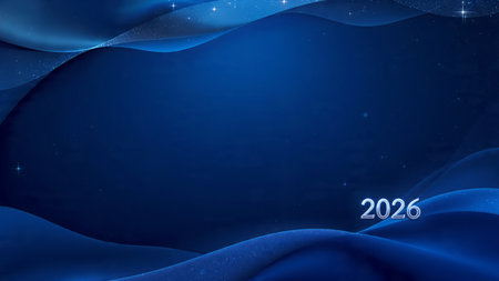 Premium 2026 New Year background with subtle ice-blue glitter glow, clean luxury mood.