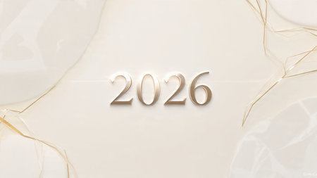 Premium 2026 holiday greeting with silky cool gradients and minimal shimmer noise.