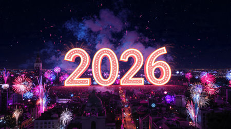 Elegant 2026 premium background with silver light diffusion and minimal sparkle noise.
