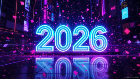 2026 luxury celebration backdrop with cool frost blur and minimal shimmer noise.