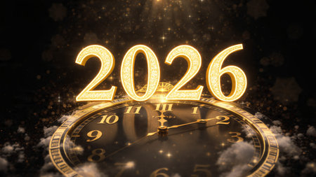 Premium 2026 winter celebration with pearl frost glow and clean copy space.