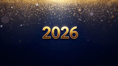 2026 premium winter canvas with smooth silver light trails and subtle sparkle noise.