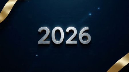 Silver number on a dark blue background.