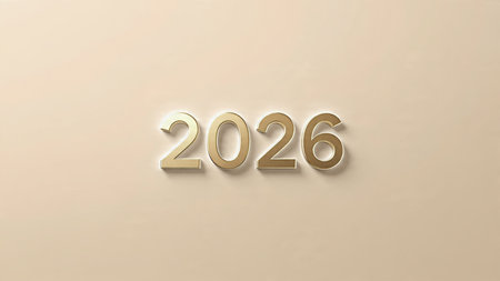 Classy 2026 typography background with frosted ornament edges, icy reflections, luxury festive mood.