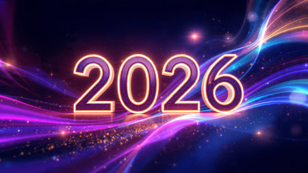 Luxury 2026 winter canvas with pearl frost glow arcs and clean premium space.