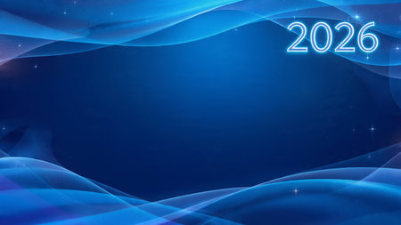2026 luxury holiday greeting with cool glow bloom and minimal sparkle diffusion.