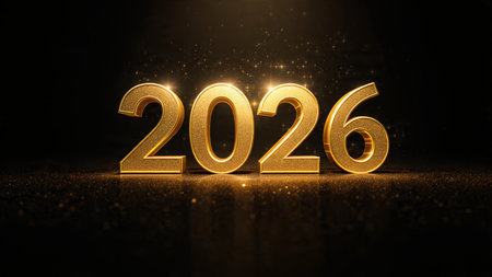 Luxury 2026 celebration background with polished silver light trails and clean layout.