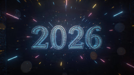 Luxury 2026 celebration background with pearl frost sparkle field and clean layout.
