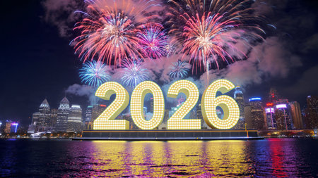 2026 New Year luxury background with soft glowing frost corners, elegant cool light.