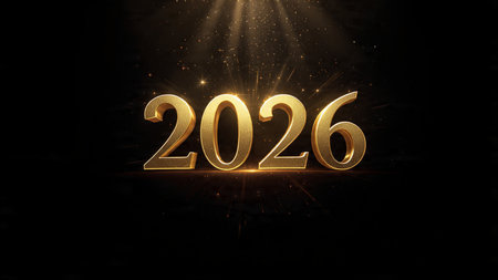 2026 luxury greeting template with subtle crystal sparkle field and high-end finish.