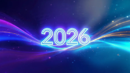 Luxury 2026 greeting canvas with pearl frost bloom and minimal noise overlay.