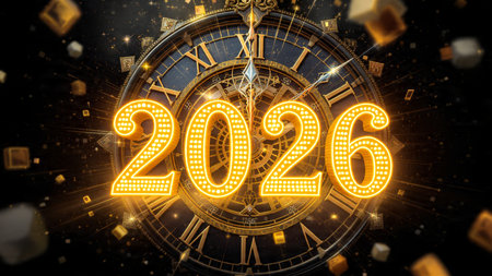 Premium 2026 winter celebration canvas with soft silver haze and minimal shimmer.