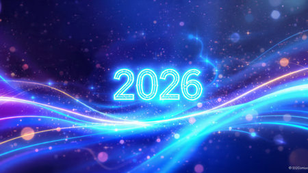 Elegant 2026 luxury background with pearl frost spark trails and clean composition.