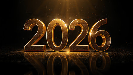 Premium 2026 luxury greeting with icy shimmer corners and soft festive glow.