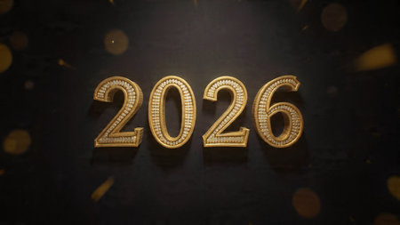 Elegant 2026 premium canvas with silver sparkle trails and soft cool glow.