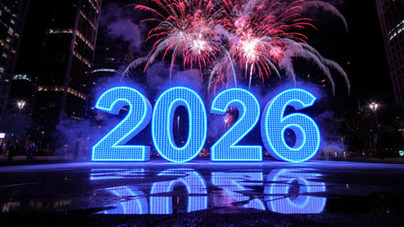 Elegant 2026 premium canvas with silver sparkle haze and crisp design space.