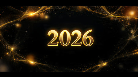 Elegant 2026 premium canvas with silver sparkle trails and soft cool glow.