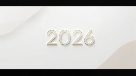 2026 number on white paper background. Happy new year concept.