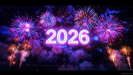 Elegant 2026 background with soft frozen shimmer waves and premium design balance.
