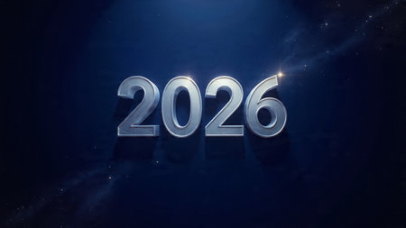 Upscale 2026 winter backdrop with crystal-dust particles and premium light composition.