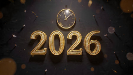 Premium 2026 New Year backdrop with smooth ice-glass reflections and calm winter mood.