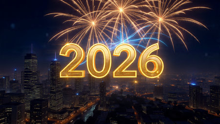 2026 luxury celebration background with ice-glass glow edges and clean copy space.