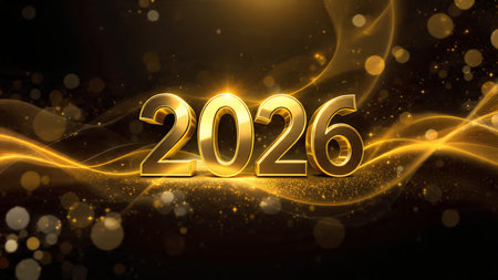 Premium 2026 greeting visual with pearl frost glow arcs and minimal shadows.