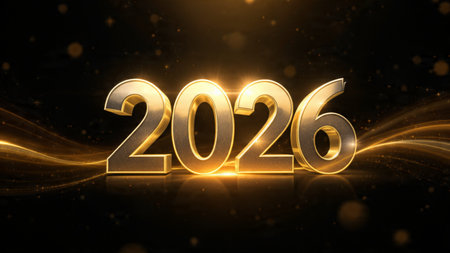 Premium 2026 luxury greeting with icy shimmer corners and soft festive glow.