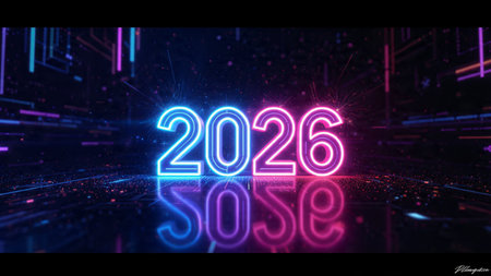 Elegant 2026 premium background with silver light diffusion and minimal sparkle noise.