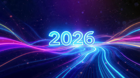 Premium 2026 New Year backdrop with diamond frost field and calm festive charm.
