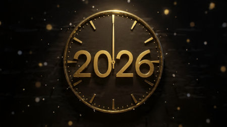 Elegant 2026 New Year design with ice-glass glow and subtle sparkle corners, high res.