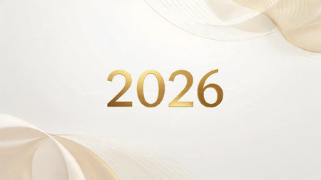 Premium 2026 luxury greeting with icy shimmer corners and soft festive glow.