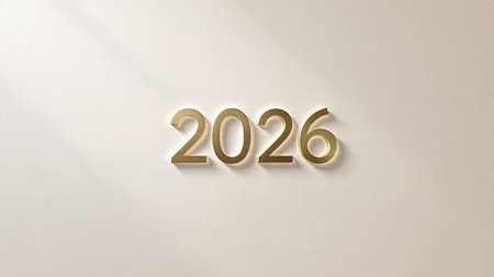 Premium 2026 New Year design with smooth ice-glass lighting reflections, elegant winter palette.