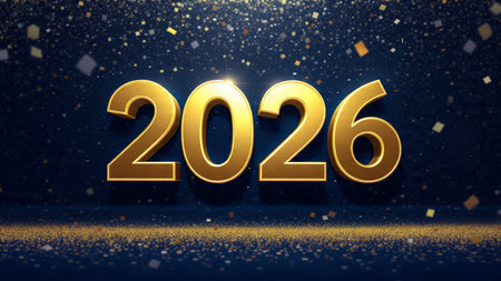 Premium 2026 greeting backdrop with pearl frost spark corners and crisp layout.