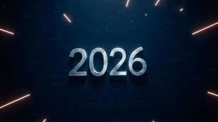 Elegant 2026 premium background with silver light diffusion and minimal sparkle noise.