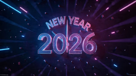 New Year 2016 neon sign on dark background. 3D Rendering