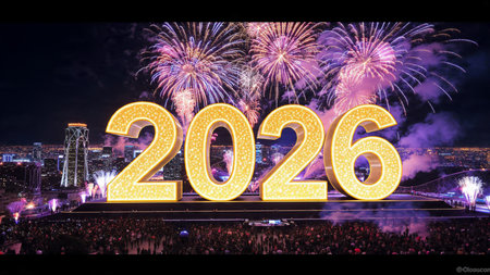 Premium 2026 New Year design with diamond frost field and soft winter glow.
