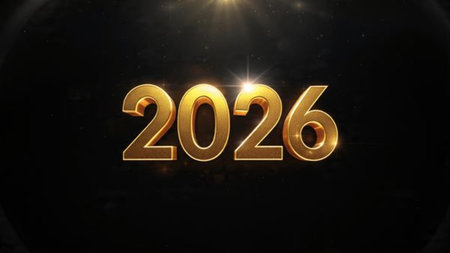 Luxury 2026 greeting with pearl-silver shimmer haze and cool winter illumination.