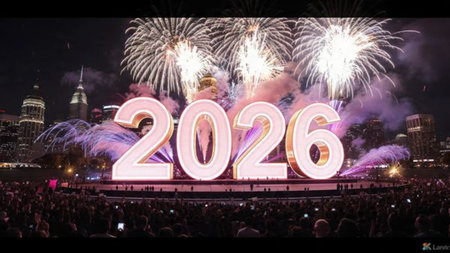 Luxury 2026 celebration background with pearl frost sparkle field and clean layout.