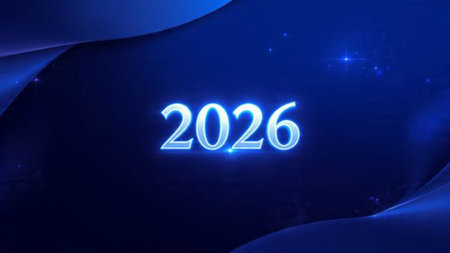Elegant 2026 luxury background with crisp winter sparkle trails and clean copy space.