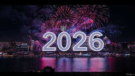 Premium 2026 New Year design with diamond frost field and soft winter glow.