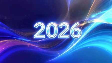 2026 luxury premium greeting with silver frost diffusion and cool lighting mood.