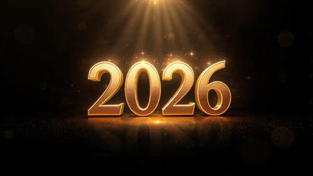 Premium 2026 holiday greeting with minimal shimmer noise and pearl frost accents.