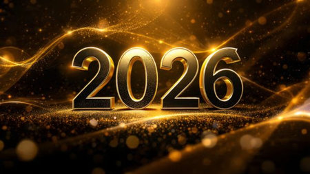 Luxury 2026 greeting background with frozen bokeh haze and calm winter mood, high-resolution finish.