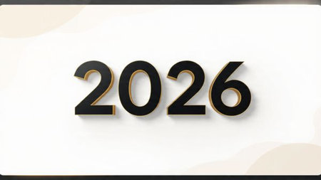 Luxury 2026 greeting backdrop with crisp cool frost shine and clean festive balance.