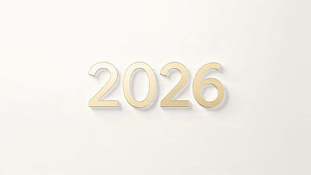 Elegant 2026 celebration visual with frozen sparkle particles and clean layout balance.