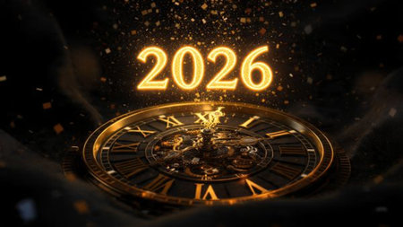 Premium 2026 New Year backdrop with smooth ice-glass reflections and calm winter mood.